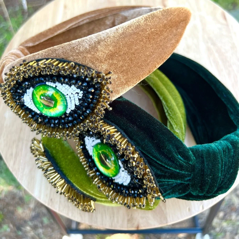 New! The “Hills Have Eye” Velvet Beaded Eye 👁️ Knotted Statement Headband